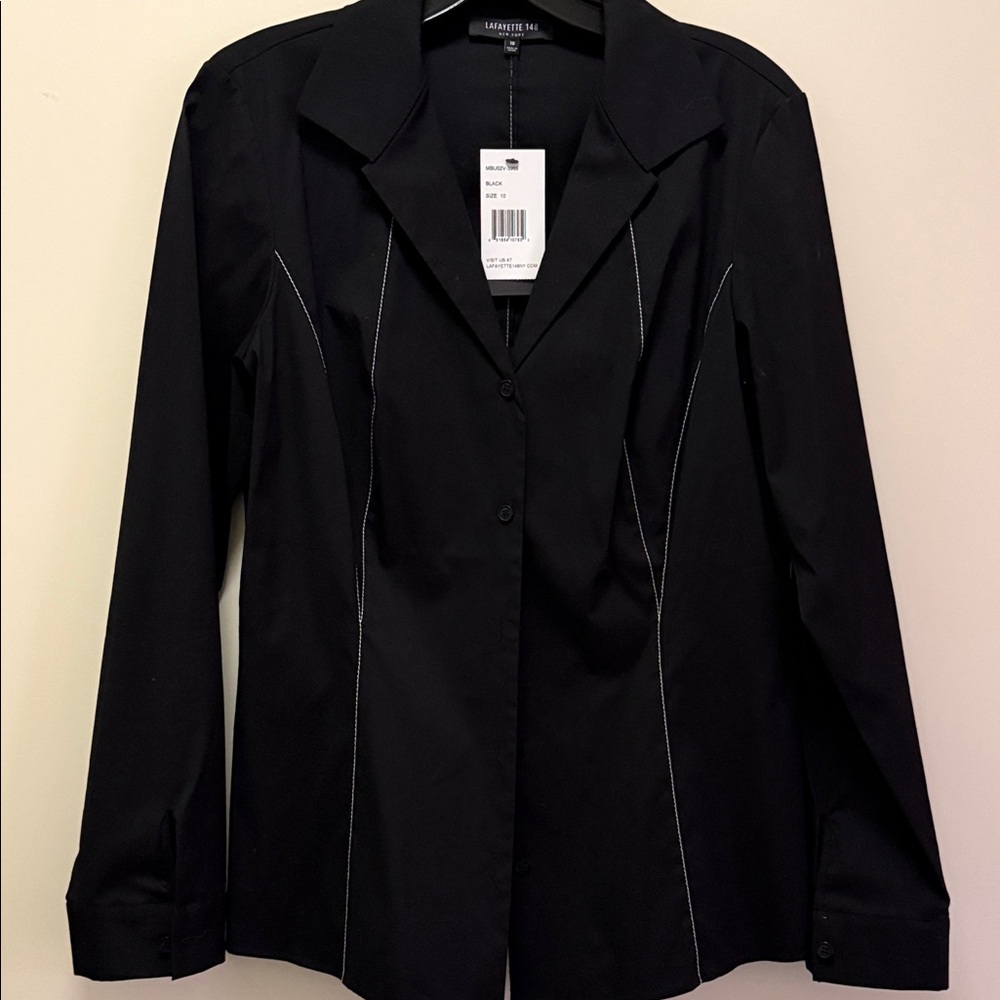 NWT Lafayette 148 New York Black Lightweight Jacket  Sz. 10